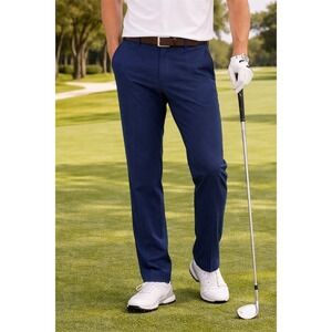 Pro Tour Men's Golf Performance Stretch Pants Navy Blue Flat Front 34x30 ripstop